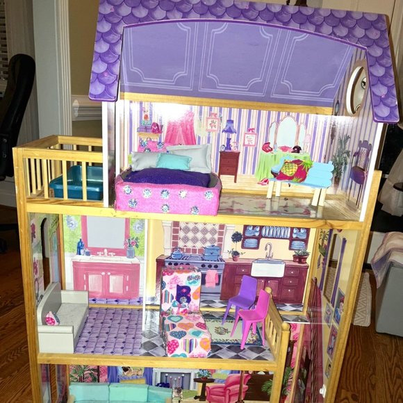 KidKraft Toys Wooden Threestory Kidkraft Patio Pool Dollhouse Poshmark
